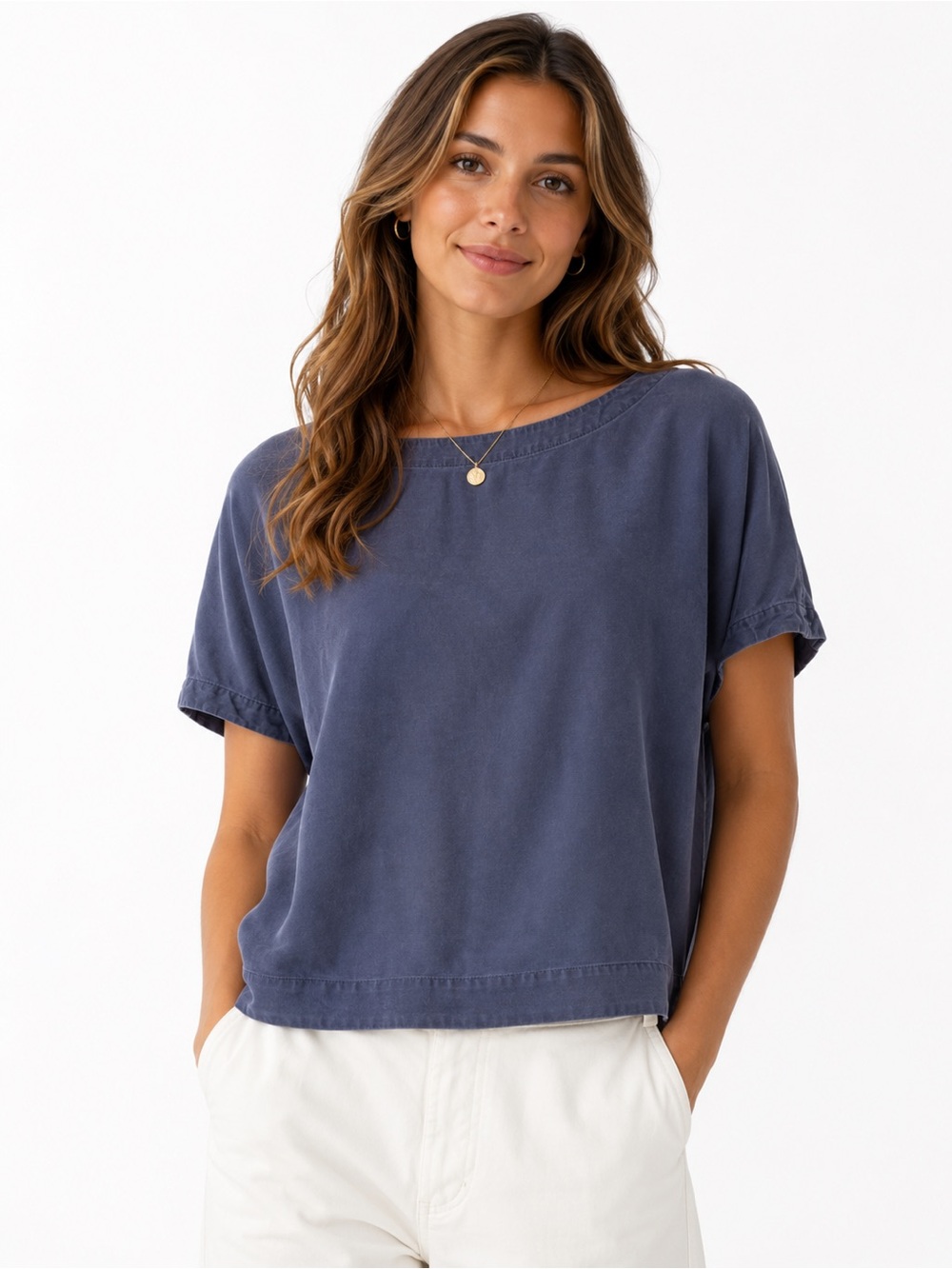 Patagonia Women’s Worn Wear Recircle Tencel Short Sleeve Top Clean Beet Blue